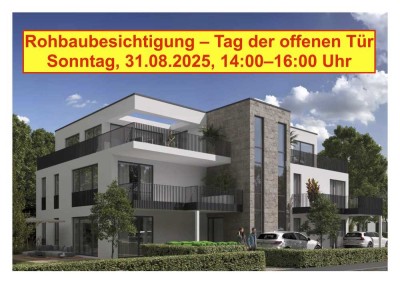 ! Rohbaubesichtigung 31.08.25 !  4 Zi.-Neubau-Gartenwohnung in zentraler Lage!