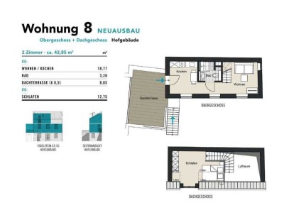 Neuausbau-Hinterhof – Stilvolle Maisonette-Wohnung in Toplage! – Eigelstein 53-55, Köln – WE 8