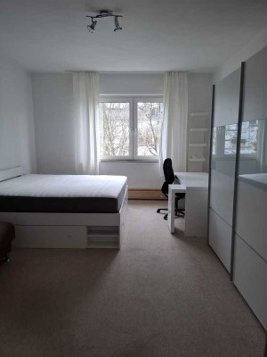 Helle, vollmöblierte 1Z-Wohnung mit Balkon, Küche, Bad und Gartennutzung; provisionsfrei