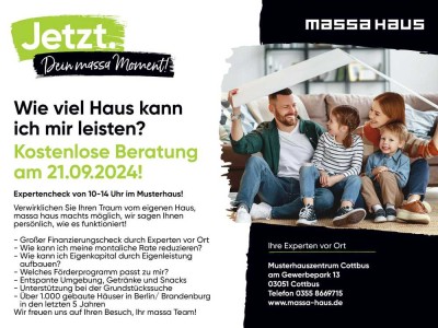 Wie viel Haus kann ich mir leisten? Kostenlose Beratung am 21.09.24 von 10-14Uhr!