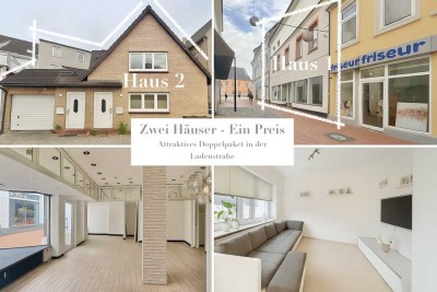 Paketpreis: Zwei Häuser mit 4 Einheiten, Garage, Balkon, Hof / Ladenstraße