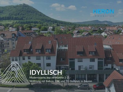 IDYLLISCH – Modernisierte, top vermietete 2-Zi.-Wohnung mit Balkon, EBK und TG-Stellplatz in Beuren