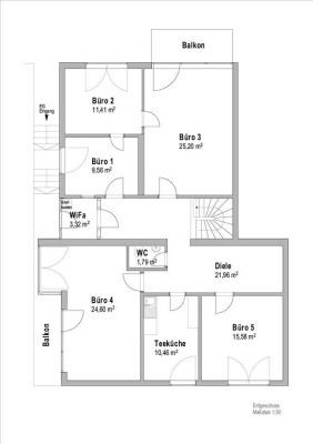 risch renoviertes Büro mit großem Potenzial in ruhiger Lage in Flein