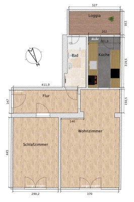 Erstbezug nach Modernisierung - 2-Zimmer-Wohnung mit Loggia in ruhiger Lage nahe Rosental