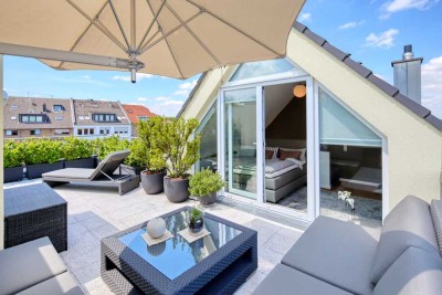 Teilmöblierte 3-Raum-Maisonette-Wohnung mit Einbauküche und traumhafter Terrasse in Pulheim City