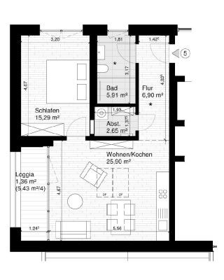 Stilvolle, modernisierte 2-Raum-Wohnung mit geh. Innenausstattung mit Balkon und EBK in Holzkirchen