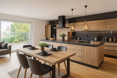 REIHENHAUS ERSTBEZUG mit Garten, Terrasse und modernster Ausstattung! 5 Zimmer - ca. 134m² WNF - Luftwärmepumpe - Deckenkühlung - Dachterrasse - Keller - Stellplatz