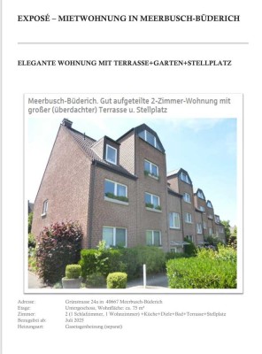 Geschmackvolle 2,5-Raum-Souterrain-Wohnung mit gehobener Innenausstattung mit Terrasse+ in Meerbusch