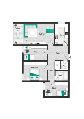 Helle und geräumige 4-Zimmer-Wohnung in München mit Balkon