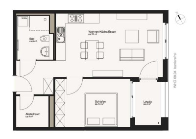 Helle 2-Raumwohnung mit Loggia und Fußbodenheizung