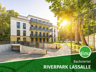 Luxus-Whg. am Park mit hochwertigen Materialien, Einbauküche, Kamin, Terrasse, Tiefgarage u.v.m.