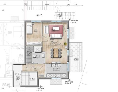 Helle 4-Zimmer-Wohnung über 2 Etagen im EG mit Terasse