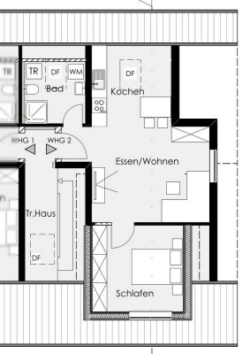 2,5-Zimmer-Wohnung mit Einbauküche für Einzelperson