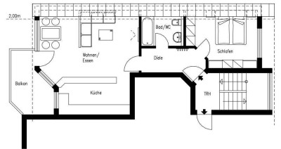 Schöne 2-Zimmer-Dachgeschosswohnung mit Balkon