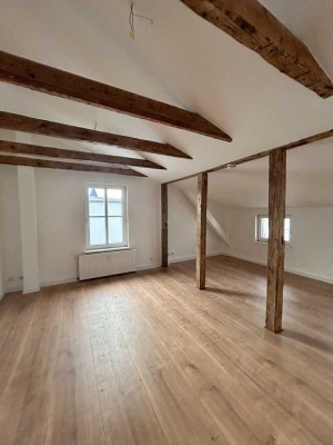 Charmante DG-Wohnung im Erstbezug – 2 Zimmer, Sichtbalken & Toplage am Hafen