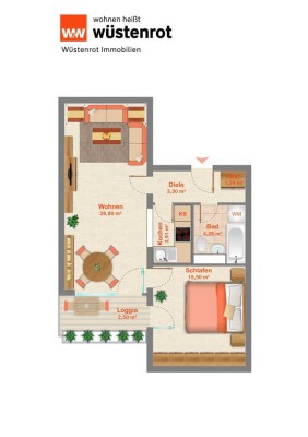 Sorry... leider reserviert. Sehr gepflegte 2-Zimmer-Wohnung am Soutyhof – 57 m² mit Balkon und viel