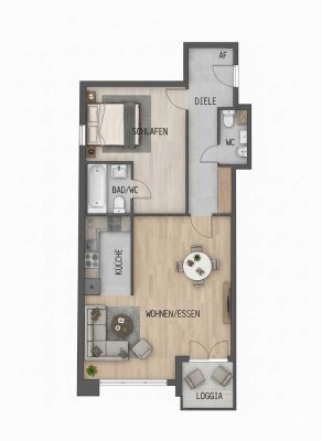 Niederkassel Bestlage – Exklusive 2-Zimmer-Wohnung mit Loggia & Tiefgarage, bezugsfrei