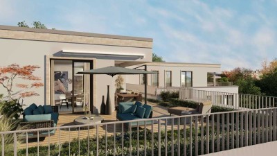 Über den Dächern Stuttgarts: Penthouse mit großer Dachterrasse, 4 Zimmern und 2 Bädern - EH 40 + QNG