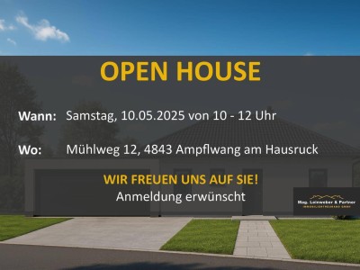 OPEN HOUSE! Exklusiver Neubau-Bungalow mit XL-Terrasse, Doppelgarage und großzügigem Grundstück im Mühlweg/ Ampflwang am Hausruck