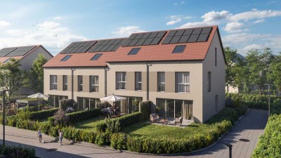 �  Hier werden Kinder groß: Modernes Reihenhaus in grüner Spielstraße�