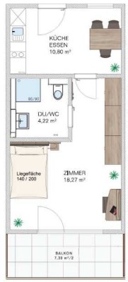 Möblierte 2 Zimmer Wohnung mit Balkon 2.OG  Erstbezug