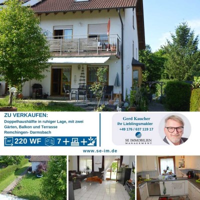 Große Doppelhaushälfte mit Doppelgarage in einer Sackgasse, mit Chic, Charme, Garten & Terrasse