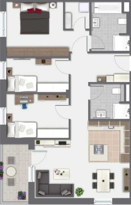 Vollmöblierte 4-Zimmer-Wohnung mit gehobener Innenausstattung mit Balkon und EBK in Gallus