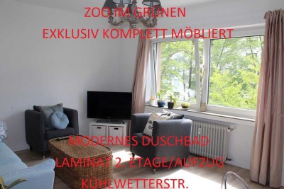 ZOO IM GRÜNEN EXKLUSIV KOMPLETT MÖBLIERT MODERNES DUSCHBAD LAMINAT 2. ETAGE/AUFZUG KÜHLWETTERSTR.