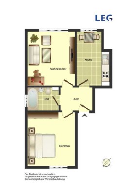 Sofort einziehen!! 2-Zimmer-Wohnung am Nordberg frei, mit Renovierungsgutschein.