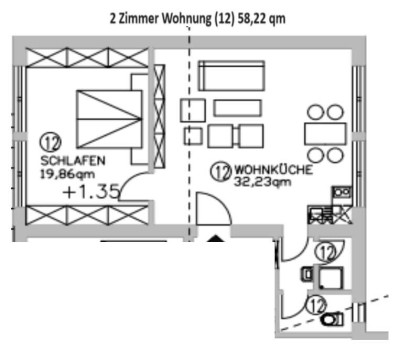 Helle 2-Zimmer-Wohnung mit neuer Küche & Natur direkt vor der Tür