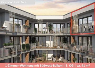 # Herrliche 1-Zimmer-Wohnung, ERSTBEZUG, Top Lage, Stadtpark, Neubau, Südwest-Balkon*Frei ab 1.2.25!