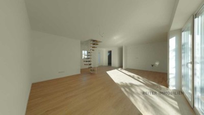 Hünfeld-Oberrombach: Sofort bezugsfrei: Neubau-KfW 55 Dachgeschosswohnung mit verstecktem Raumwunder