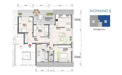 Lichtdurchflutete Wohnung mit Dachterrasse (ETW Nr. 8)