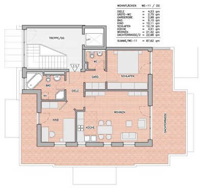 Neuwertige 3-Zimmer-Wohnung mit EBK und großer Dachterrasse