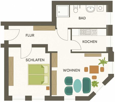 Moderner Altbau-Charme | 2 Zi | Fußbodenheizung | Aufzug | möbliert möglich