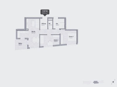 3 Zimmer Neubauwohnung (59,94 m²) mit sonnigem Balkon in Geidorf/Graz