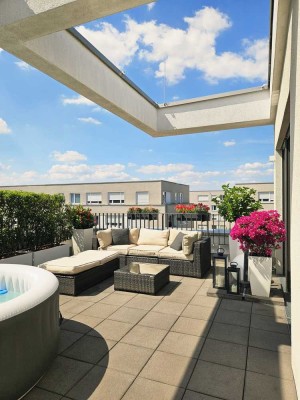 Hochwertige Penthouse-Wohnung mit gehobener Innenausstattung und 38qm Süd-Dachterrasse