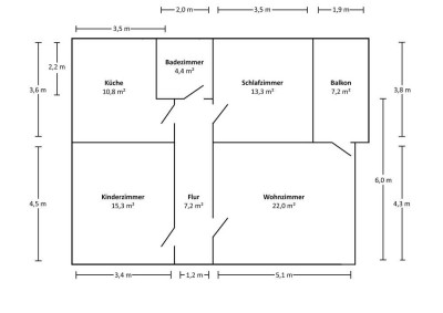 Drei Zimmer Wohnung mit Keller und Dachbodennutzung