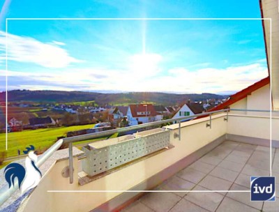Sonnenverwöhntes Wohnen mit Weitblick! 4,5-Zimmer-DG-Wohnung, Südbalkon, 2 Bäder, 2-TG-Stellplätze