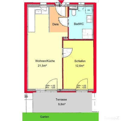 Provisionsfrei: neuwertige 2-Zimmer-Wohnung Terrasse und kleinem Garten in St. Peter - Nähe Murpark