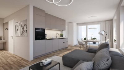 Neubauprojekt direkt am Stadtplatz in Mauthausen - Moderne 2-Zimmer-Genossenschaftswohnung mit Loggia