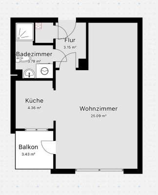 Erstbezug nach Sanierung: attraktive 1-Zimmer-EG-Wohnung mit Einbauküche und Balkon in Ahrensburg