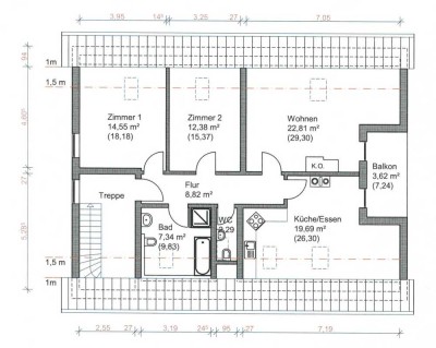 3,5 Zimmer Dachgeschoss-Wohnung in Ilmendorf