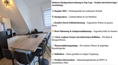 Moderne 4-ZKB-Dachgeschosswohnung mit Balkon in ruhiger Lage – Neubau 2022