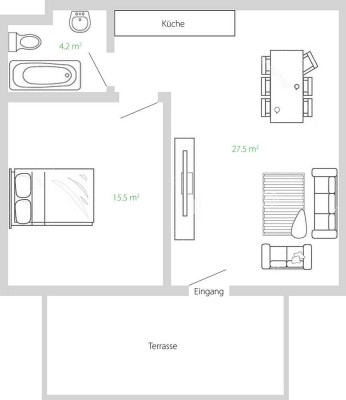 Neu renovierte 2-Zimmer-Erdgeschosswohnung mit Terrasse und Einbauküche in Ravensburg