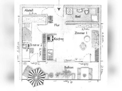 Tauschwohnung: 2-Zimmer -Wohnung in Freiburg (Kaiserstuhlstr.)