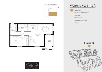 Whg B 1.2. - 2 Zimmer - Erdgeschoss mit Süd-Loggia und ca. 93 m² Gartenanteil - barrierefrei