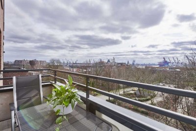 Moderne, möblierte Zwei Zimmer Wohnung mit Elbblick und zwei Balkonen