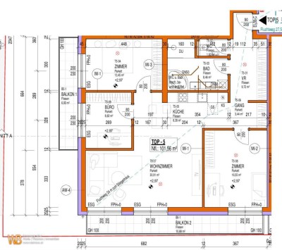 Erstbezug mit 101m² WFL + 2 Balkone 18m², 31m² Wohnküche &amp; Zi-16m²+13m²+9m², 60m² PKW-Stellplatz
