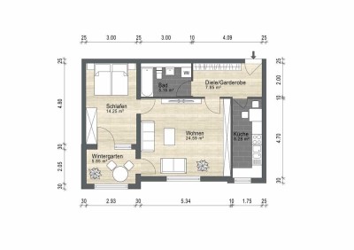Charmant-Lichtdurchflutet-Zentral: 2-Zimmer-Wohnung mit Wintergarten und EBK zu vermieten